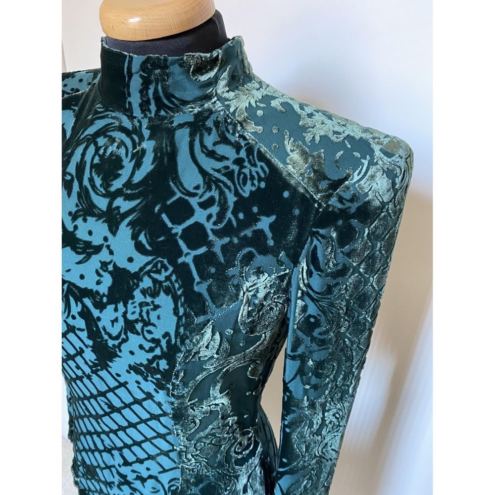 Balmain H&M Green Velvet Mini Dress - Size US 4 - Picture 3 of 6